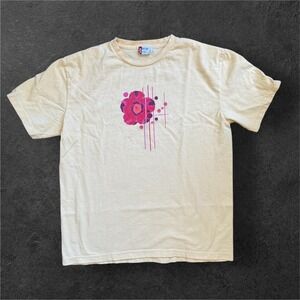 Levi Strauss Co T Shirt Womens Small Red Tab Yellow Floral Graphic Round Neck